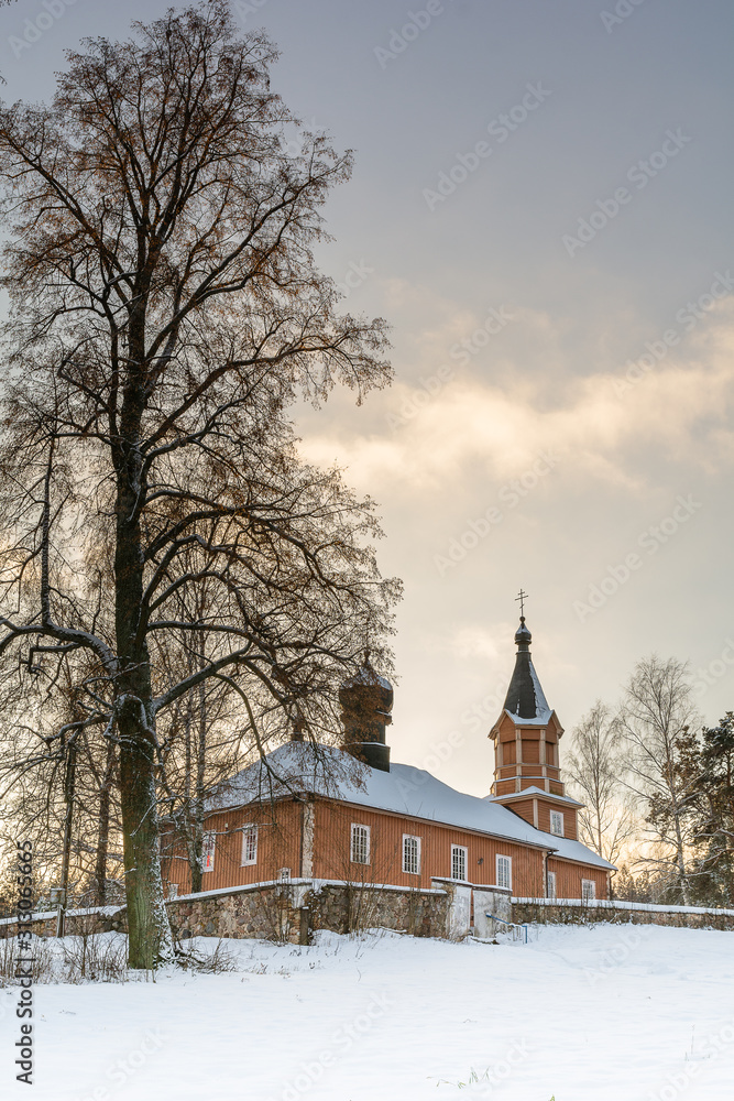 Winter orthodox church. Mostowlany. Podlasie. Poland.