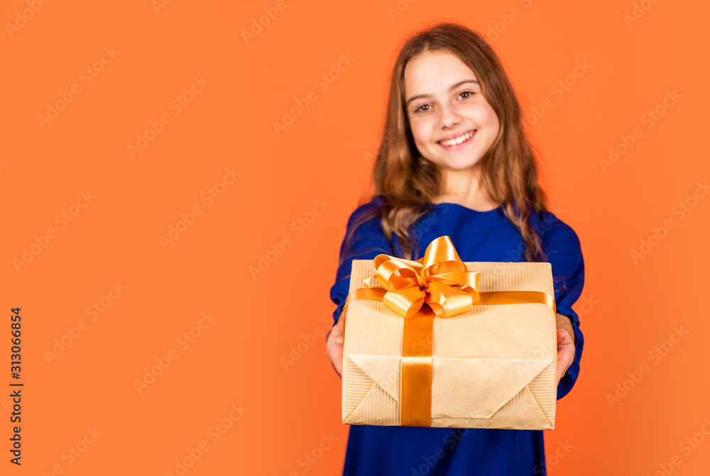 birthday present for you. little girl after shopping. boxing day concept. ready for holidays. copy space. cheerful kid hold big present box. happy new year. open christmas gift. xmas party mood birthday present for you. little girl after shopping. boxing day concept. ready for holidays. copy space. cheerful kid hold big present box. happy new year. open christmas gift. xmas party mood