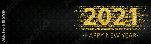 Long Black Banner Ornaments 2021 Happy New Year