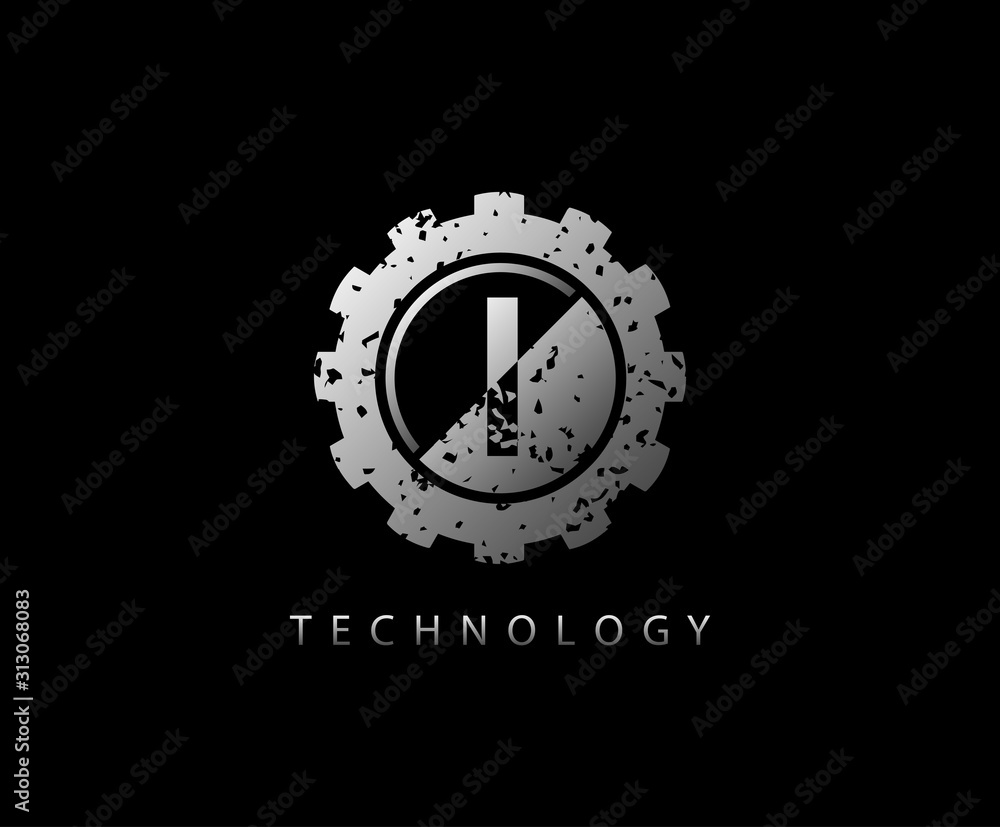 I Letter Metal Gear Service Logo Icon I Letter Metal Gear Service Logo Icon