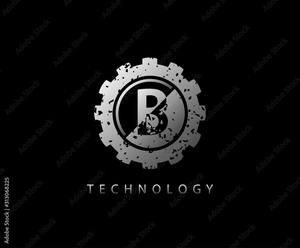 B Letter Metal Gear Service Logo Icon B Letter Metal Gear Service Logo Icon