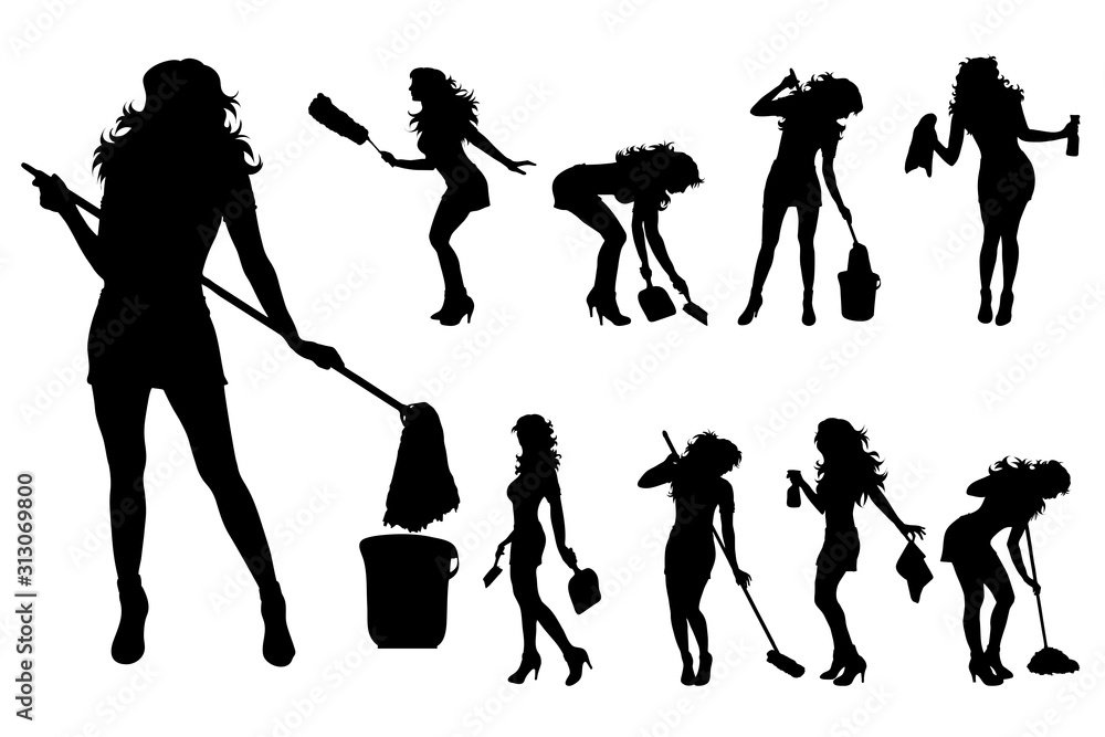 House Cleaning Cleaning Lady Silhouette