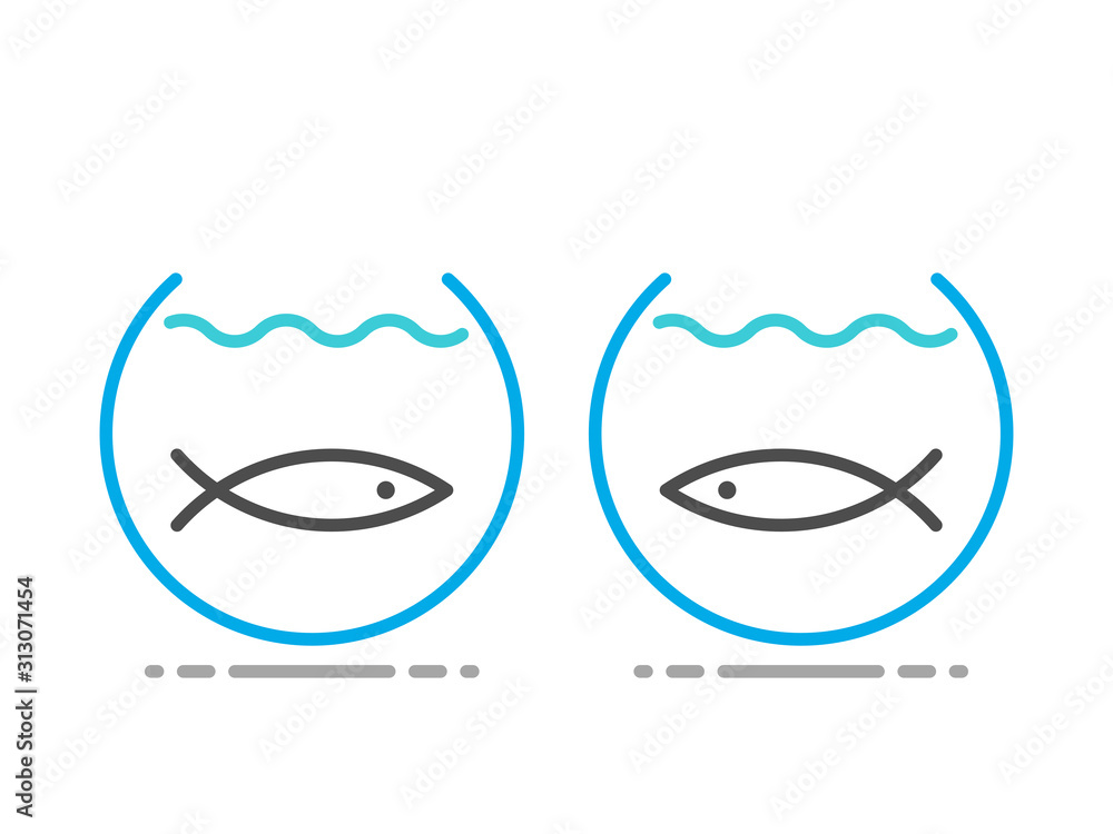 Two fishes separated, fishbowls Two fishes separated, fishbowls