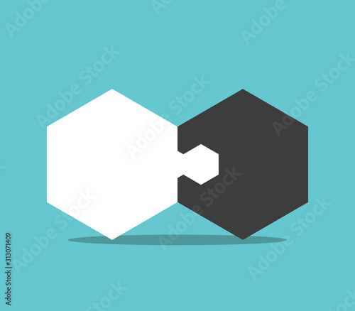 Hexagon jigsaw puzzle pieces photo