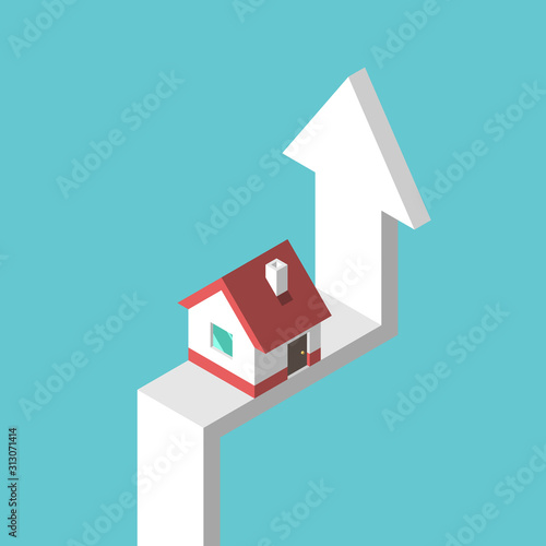 Isometric house on arrow