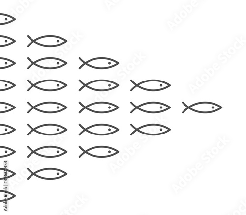 Shoal of identical fish