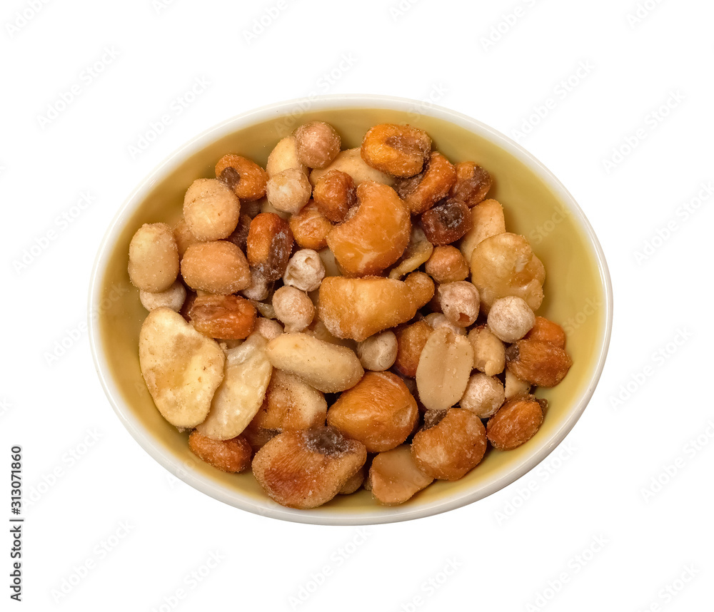 Various nuts on an isolated white background Various nuts on an isolated white background