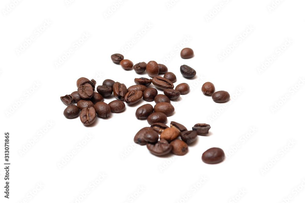 Various coffee beans on an isolated white background Various coffee beans on an isolated white background
