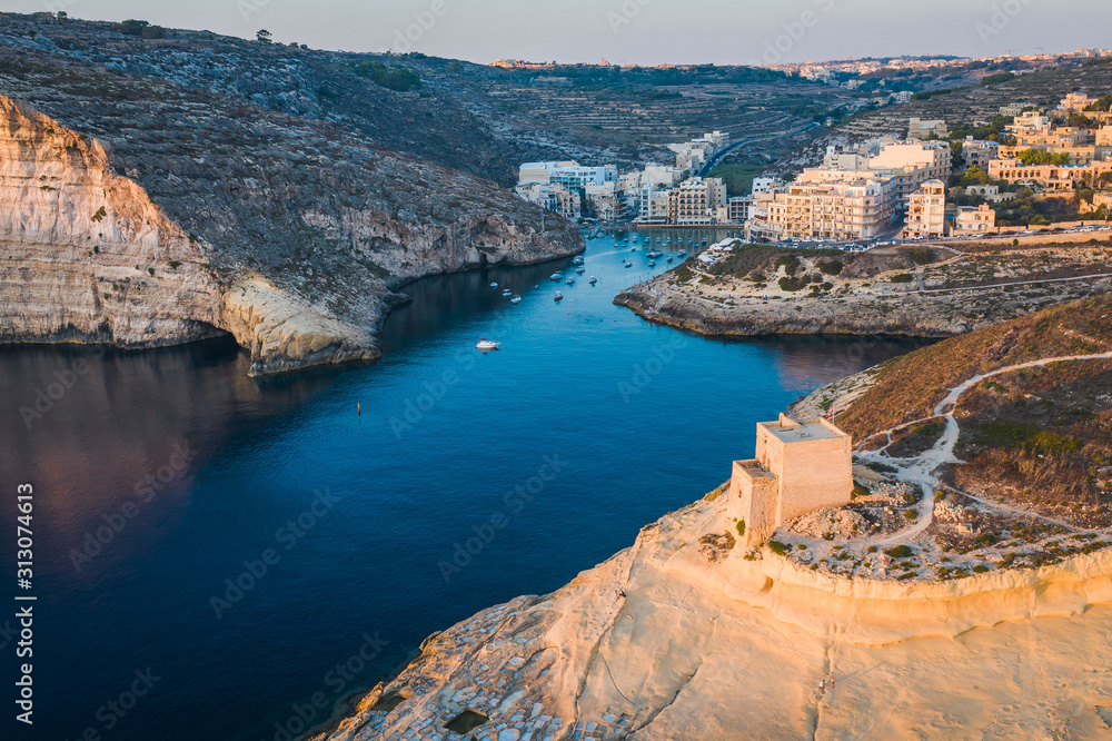 Aerial View of Xlendi Bay in Gozo