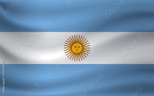 Waving flag of Argentina. Vector illustration