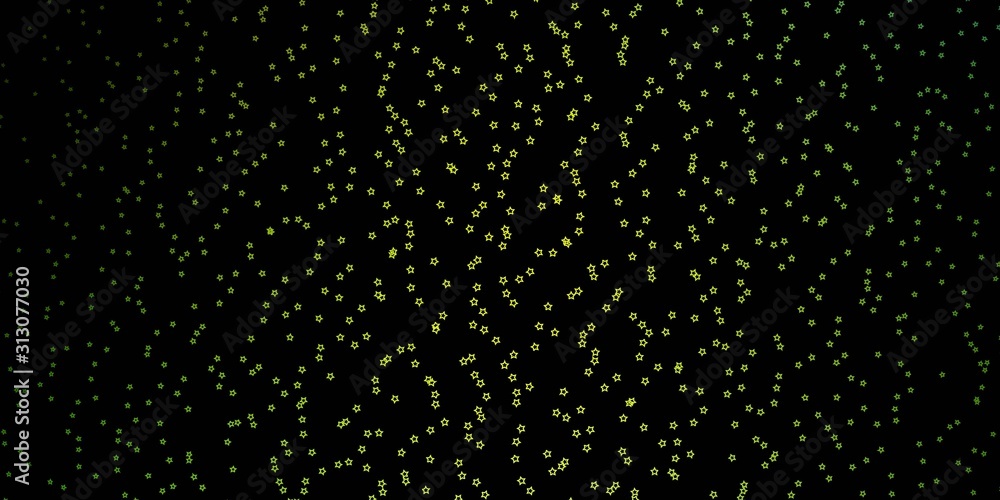 Dark Green, Yellow vector background with small and big stars. Modern geometric abstract illustration with stars. Pattern for websites, landing pages.
