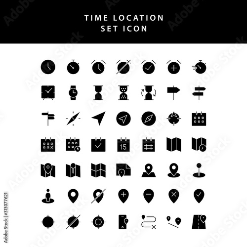 time location glyph style  icon set