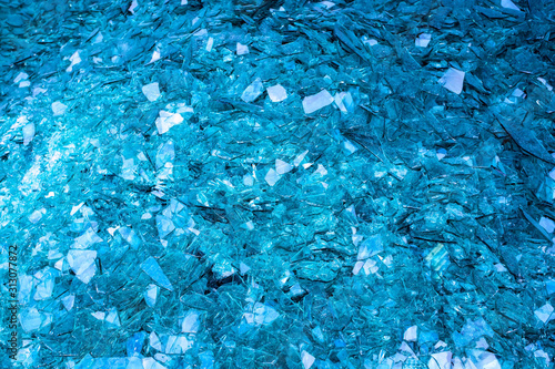 Image of waste glass for recycling in industry,broken glass recycled.