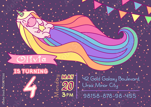 vector Unicorn template save the date