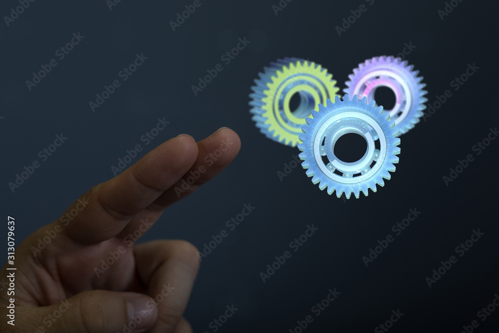 Business, Internet and technology concept. Business select gear icon on virtual screen. Business, Internet and technology concept. Business select gear icon on virtual screen.