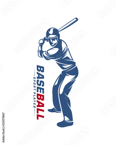 Baseball player vector silhouette. Baseball player logo design. Sport club logo design.