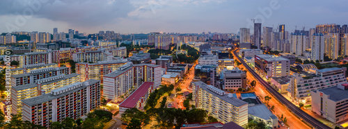 Canvas Print Singapore skyline during late afternoon look from Block 63a HDB Lengkok Bahru