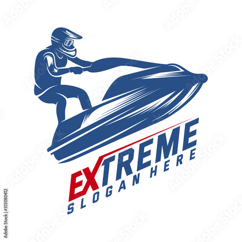 Jet Ski Sports Logo vector, Extreme Jet Ski design vector silhouette