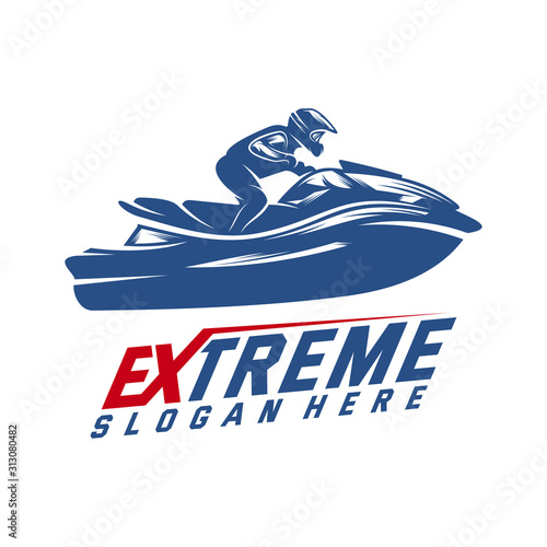 Jet Ski Sports Logo vector, Extreme Jet Ski design vector silhouette