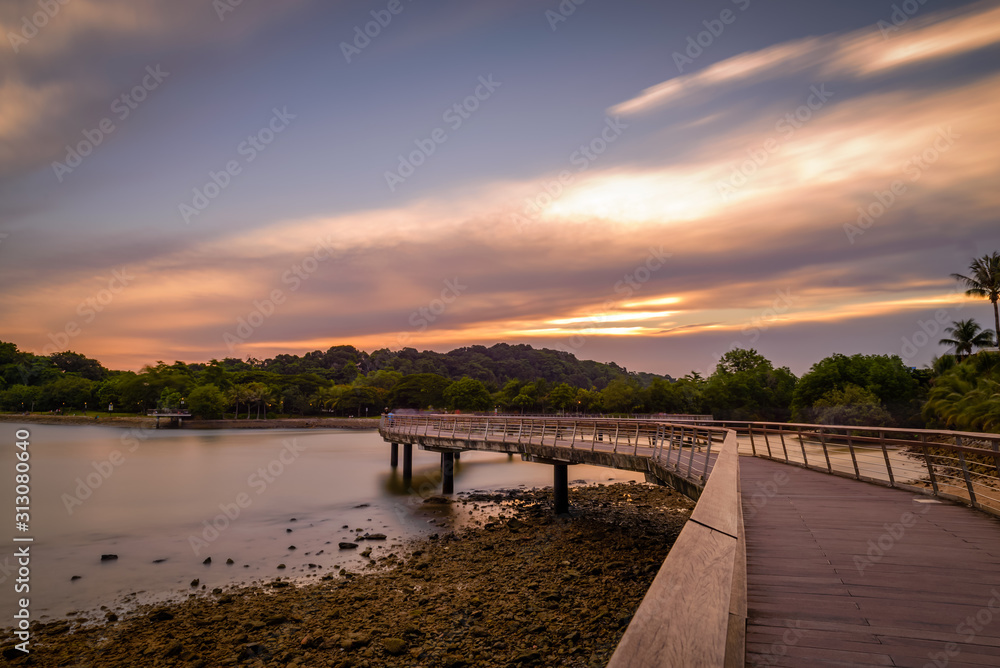 Fototapeta premium Sunset at Bukit Chermin Boardwalk 
