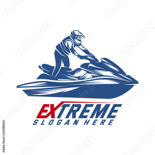 Jet Ski Sports Logo vector, Extreme Jet Ski design vector silhouette