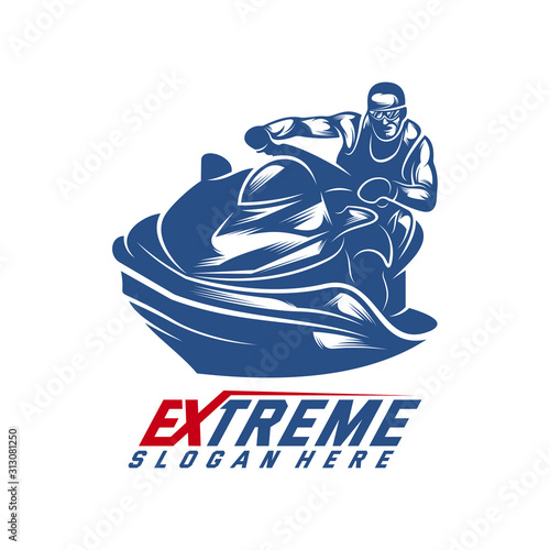 Jet Ski Sports Logo vector, Extreme Jet Ski design vector silhouette