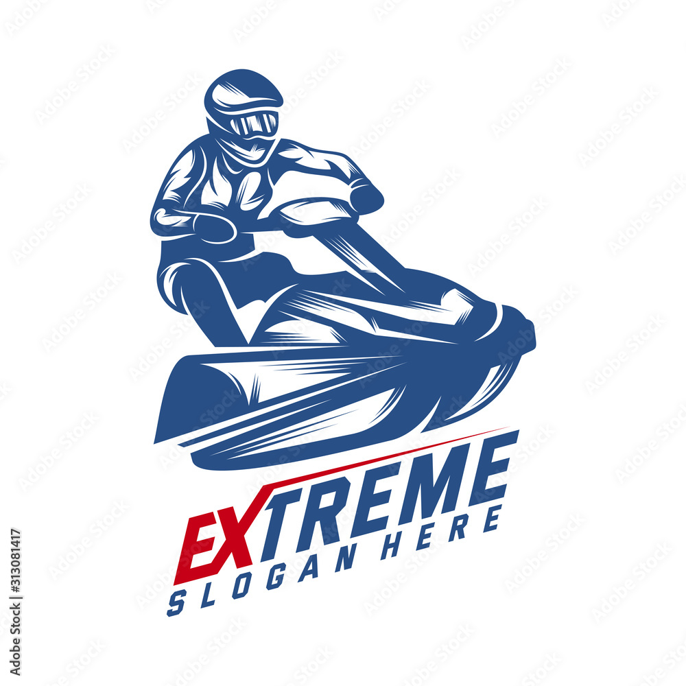 Fototapeta premium Jet Ski Sports Logo vector, Extreme Jet Ski design vector silhouette