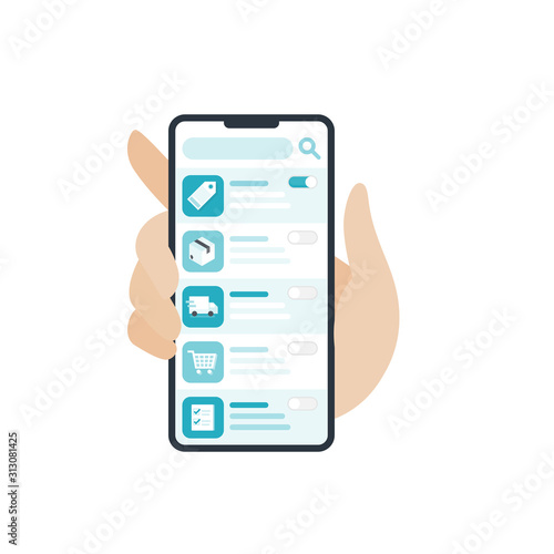 smartphone controlled application list 2d vector