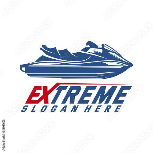 Jet Ski Sports Logo vector, Extreme Jet Ski design vector silhouette