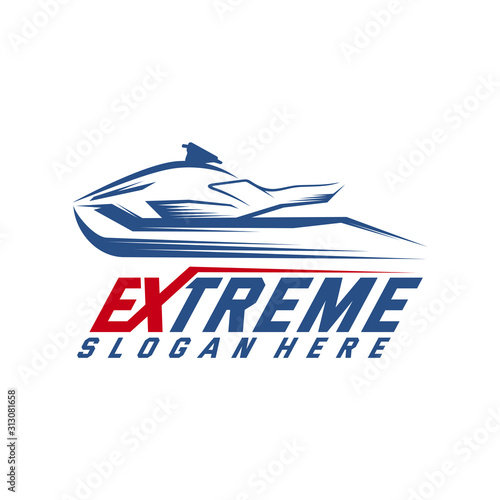 Jet Ski Sports Logo vector, Extreme Jet Ski design vector silhouette