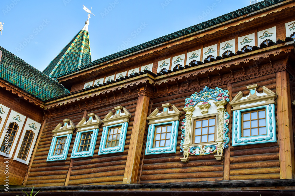  Wooden Palace Of Moscow Kolomenskoye  - colorful Tourism landmark attractions in Russia - royal old palace with golden cyan brown green white colors made out of wood
