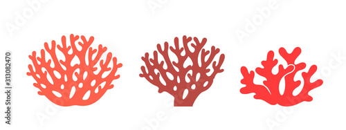 Fotografiet Coral logo. Isolated coral on white background. Set