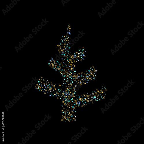 Gold, Blue stars, sprocket, shiny confetti. 