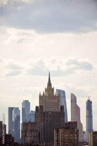 Landscape  for Moscow City in Russia from above in cloudy Summer day  © Youssef