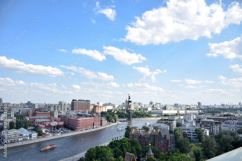 Obraz premium Landscape for Moscow City in Russia from above in cloudy Summer day