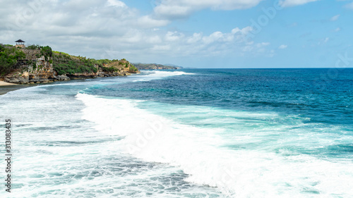 Beautiful view of rocky beach of Kukup Beach, Gunung Kidul, yogyakarta, Indonesia photo