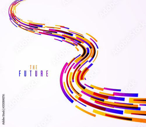3D abstract dynamic lines in motion vector background, technology or science theme abstraction design element, futuristic template for ads or poster or cover.