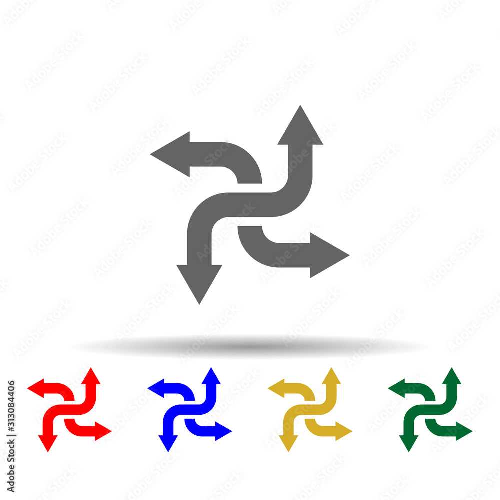 Arrow multi color style icon. Simple glyph, flat vector of arrows icons for ui and ux, website or mobile application Arrow multi color style icon. Simple glyph, flat vector of arrows icons for ui and ux, website or mobile application