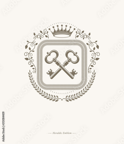 Vintage award design, vintage heraldic Coat of Arms. Vector emblem.