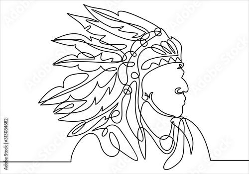 american indian-continuous line drawing