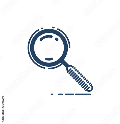 Magnifying glass vector simple linear icon, research search and analyze line art symbol, detective or browse sign.