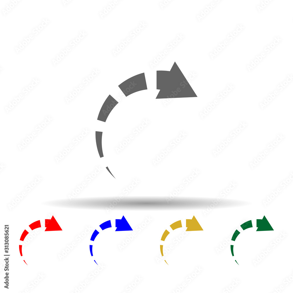 Arrow multi color style icon. Simple glyph, flat vector of arrows icons for ui and ux, website or mobile application on white background Arrow multi color style icon. Simple glyph, flat vector of arrows icons for ui and ux, website or mobile application on white background