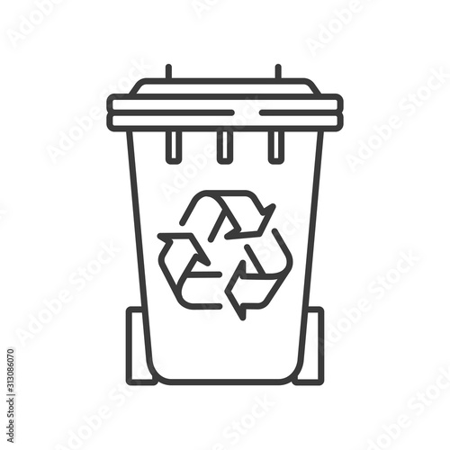 Waste recycling line black icon. Zero waste lifestyle. Environmental protection. Sign for web page, app. UI UX GUI design element. Editable stroke.