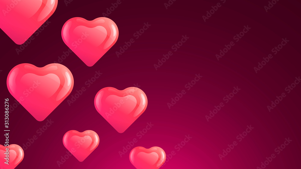 Valentine's day background vector hearts. Pink, Classic Blue, and Violet colour. Valentines day greeting card and sale banner