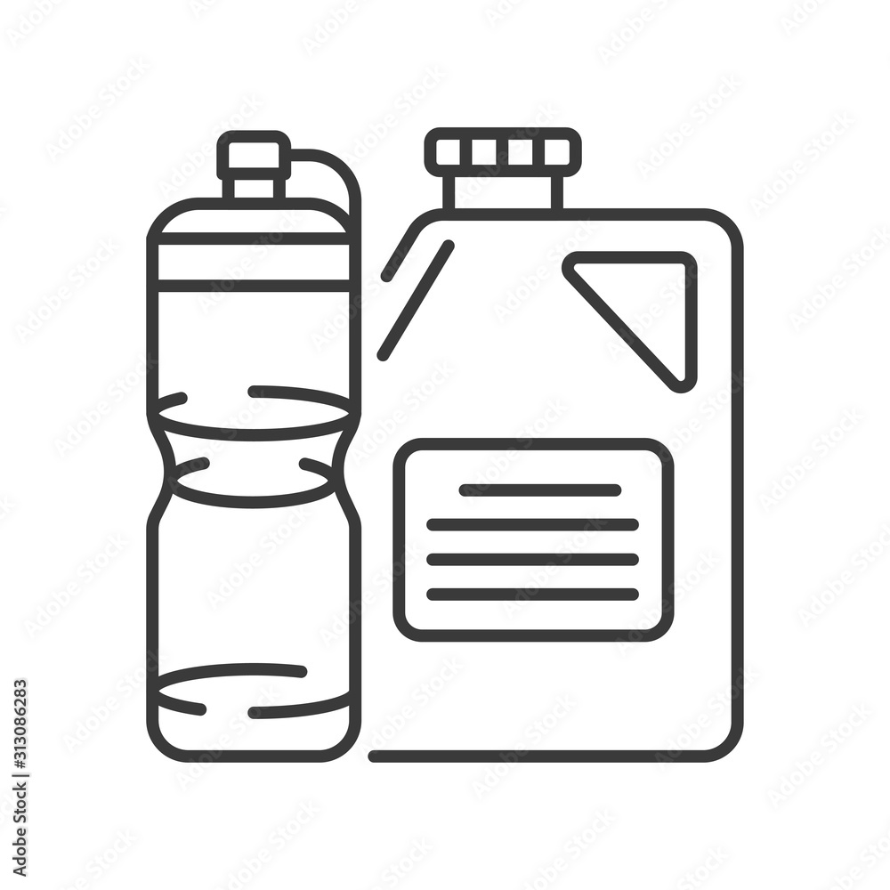 Plastic recyclable black line icon. Waste recycling. Garbage sorting. Eco friendly. Sign for web