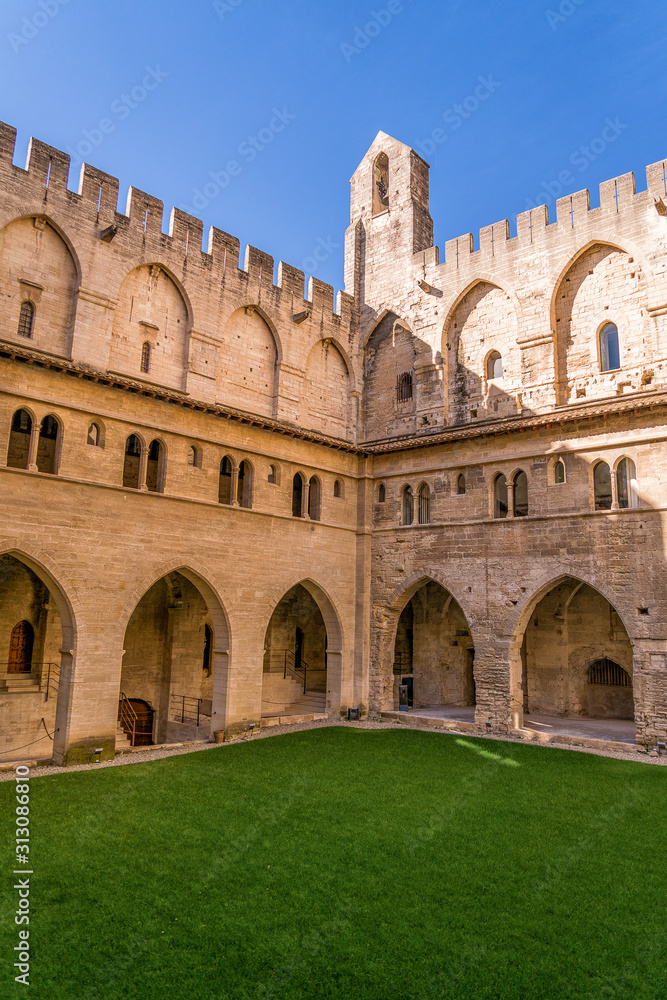 Pope castle in medieval city of Avignon provence France