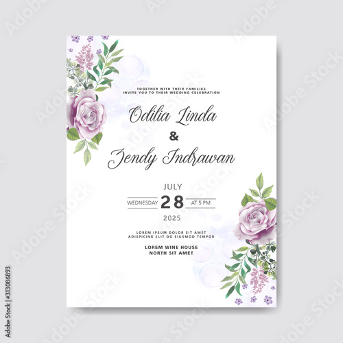 romantic wedding invitation with beautiful flower themes © agnetart