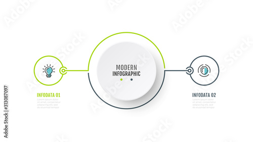 Business Infographic thin line elements for presentation or annual report. Vector with marketing icons and 2 step, option.