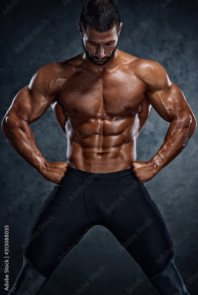 Muscular Men Posing and Flexing Muscles