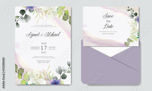 romantic wedding invitation with beautiful flower themes © agnetart